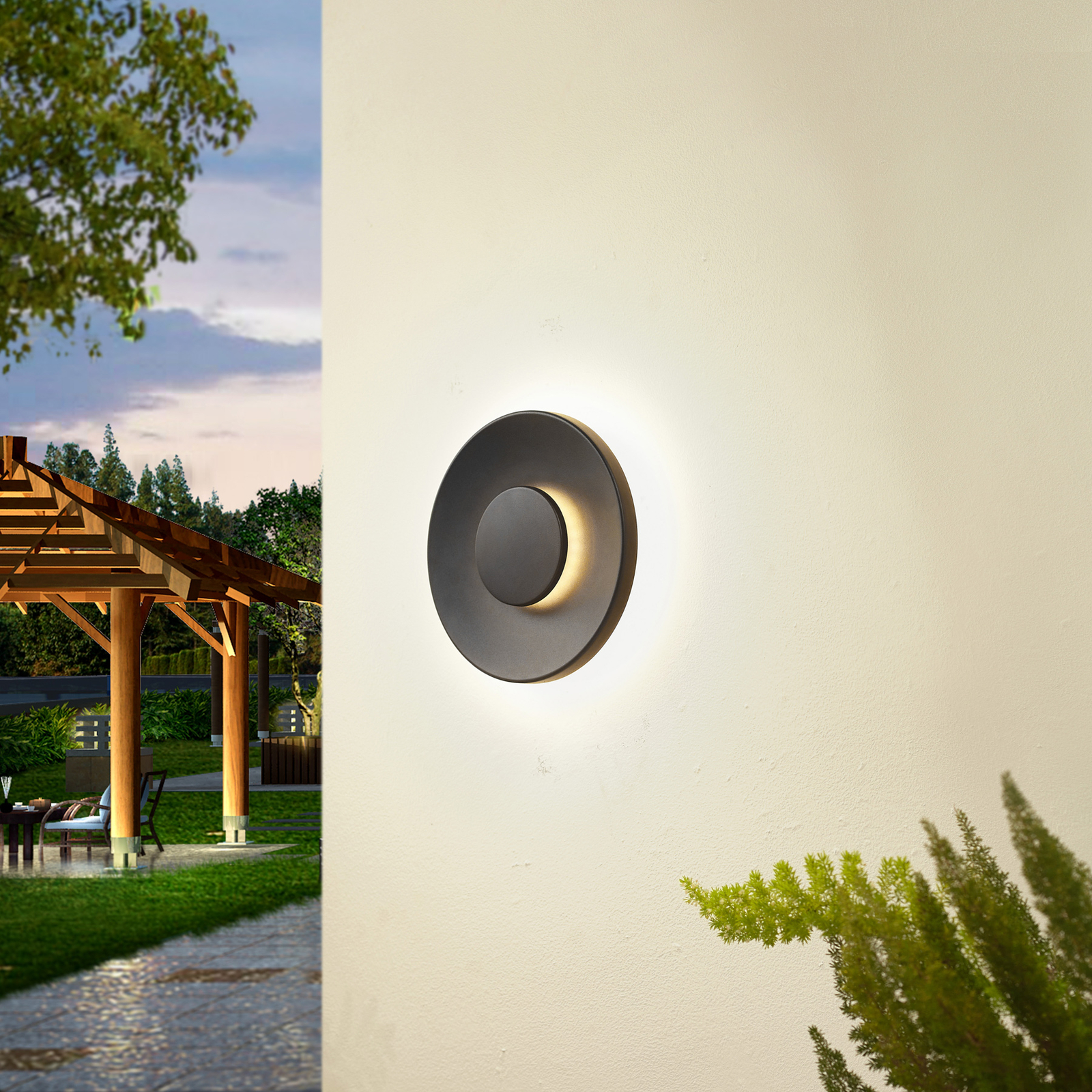 Lucande LED buiten wandlamp Kayana, zwart, aluminium, 24 cm
